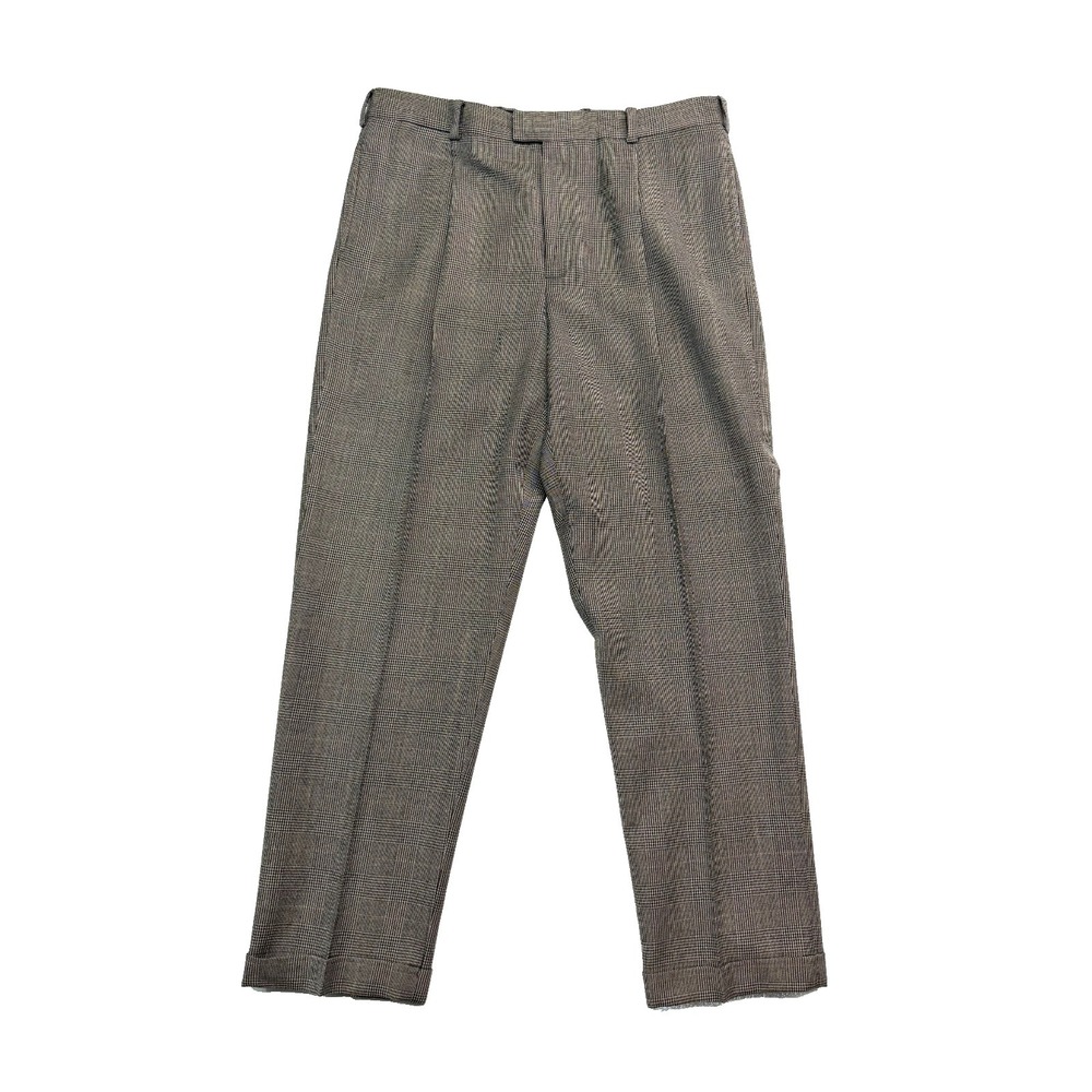 vtg Eddie Bauer 38x32 Gray Glen Plaid‎ Flannel Wool Dress Pants Trousers Pleated